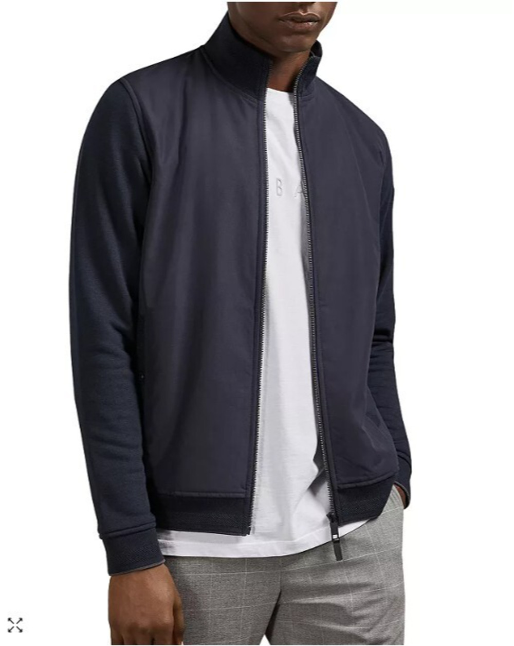 Ted Baker London Dandye Mixed Media Jacket Zip Business Casual Blue Mens Size 5
